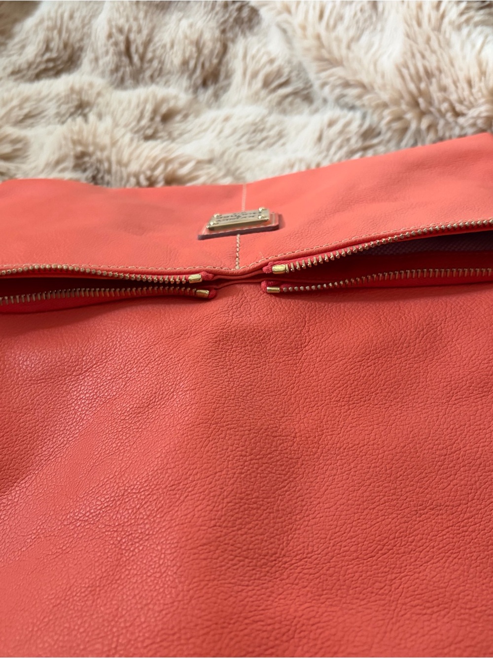 Dooney & Bourke Coral Pink Leather Shoulder Bag - Picture 4 of 4